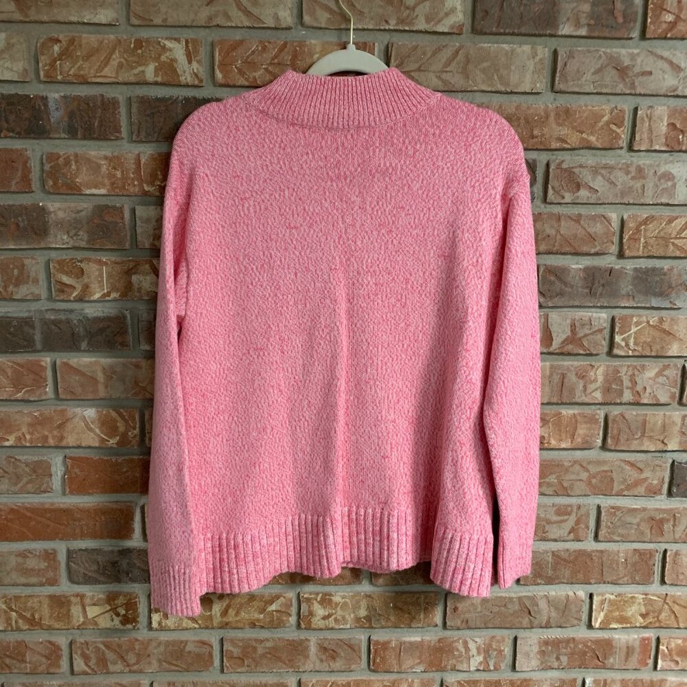 Talbots Honeycomb Cable Knit Women's Medium Pink Mock Neck Pullover Sweater EUC - Picture 3 of 15